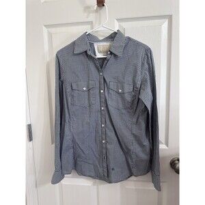 100% cotton classic, Preppy Academia, Long Sleeve Shirt Men's M Navy White chk